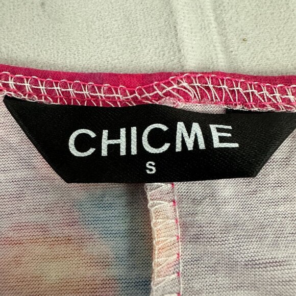 Colorful Sleeveless Cold Shoulder Top Front Zipper & Abstract Print Chicme S - Picture 4 of 6